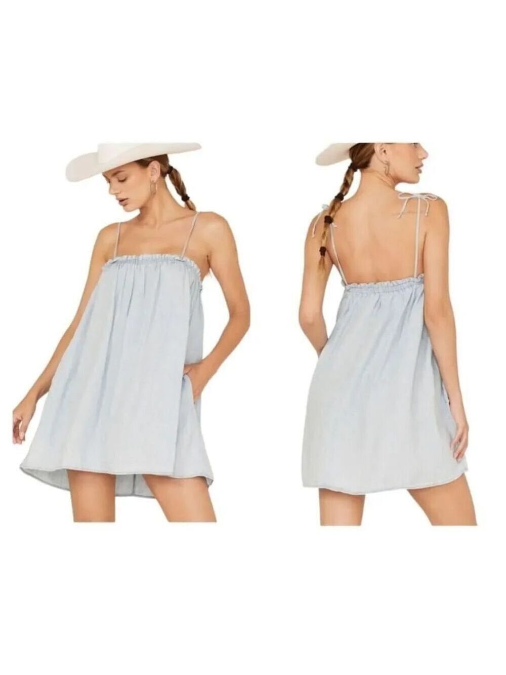 SHOW ME YOUR MUMU WOMEN'S CHAMBRAY ANGEL MINI DRESS Sz XXL
